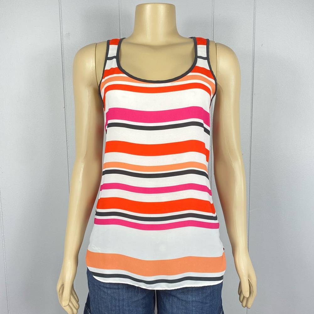 Express Striped Sleeveless Blouse w/ Back Opening